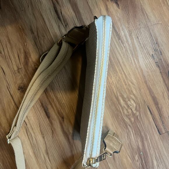 Cream Tan White Jen & Co Diamond Cross Body Wristlet Bag Purse - Picture 13 of 16